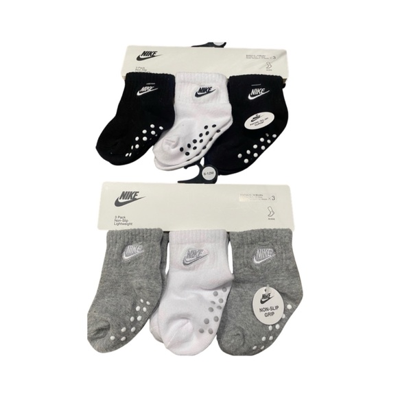 Nike Other - Nike Kids Non-Slip Ankle Socks - Black, White, Gray 2Pack